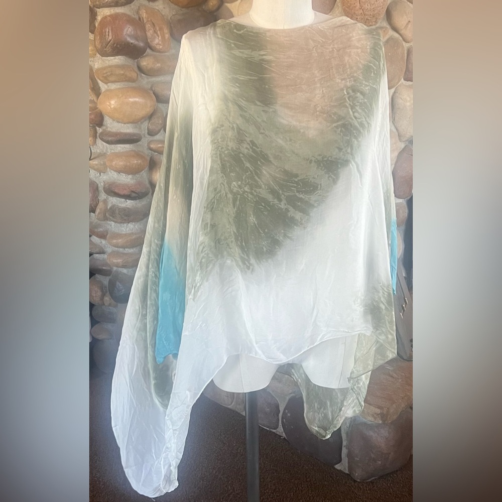 Tie-dye silk poncho